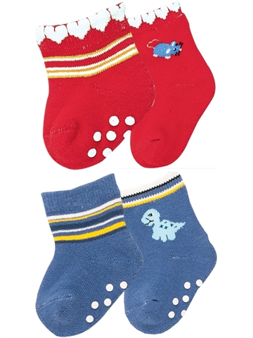 Babystrümppfe - mit Frottee und ABS - Rot und Blau