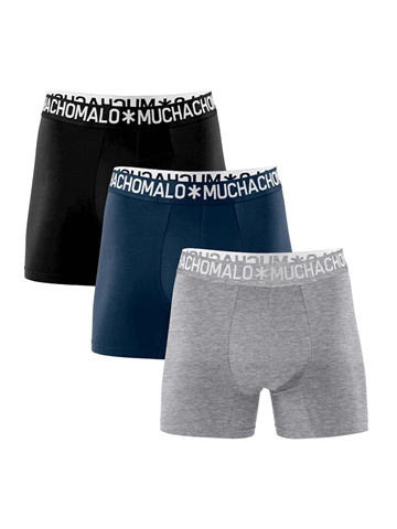 Boxershorts für Herren - Muchachomalo - Solid - 3er-Pack - Schwarz/Blau/Grau Melange