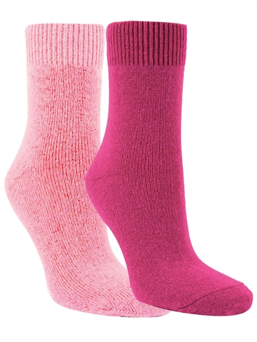 Wollsocken  Herren und Damen– 65 % Lammwolle – 8 Farben – 2er-Pack -  Rosa/Pink